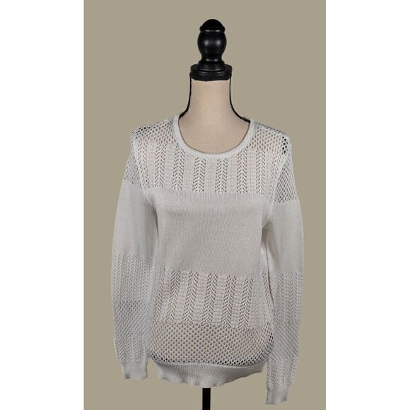 Saks 5th Avenue White 100% Cotton Sweater Size Large NWT - Picture 1 of 11